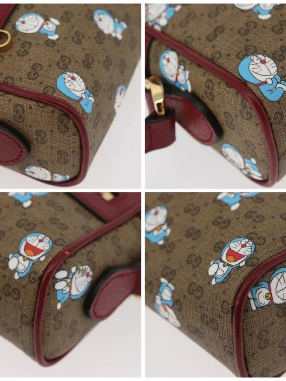 GUCCI Micro GG Supreme Doraemon x Fujiko-Pro Bag PVC Beige 647784 Auth 167167SM
